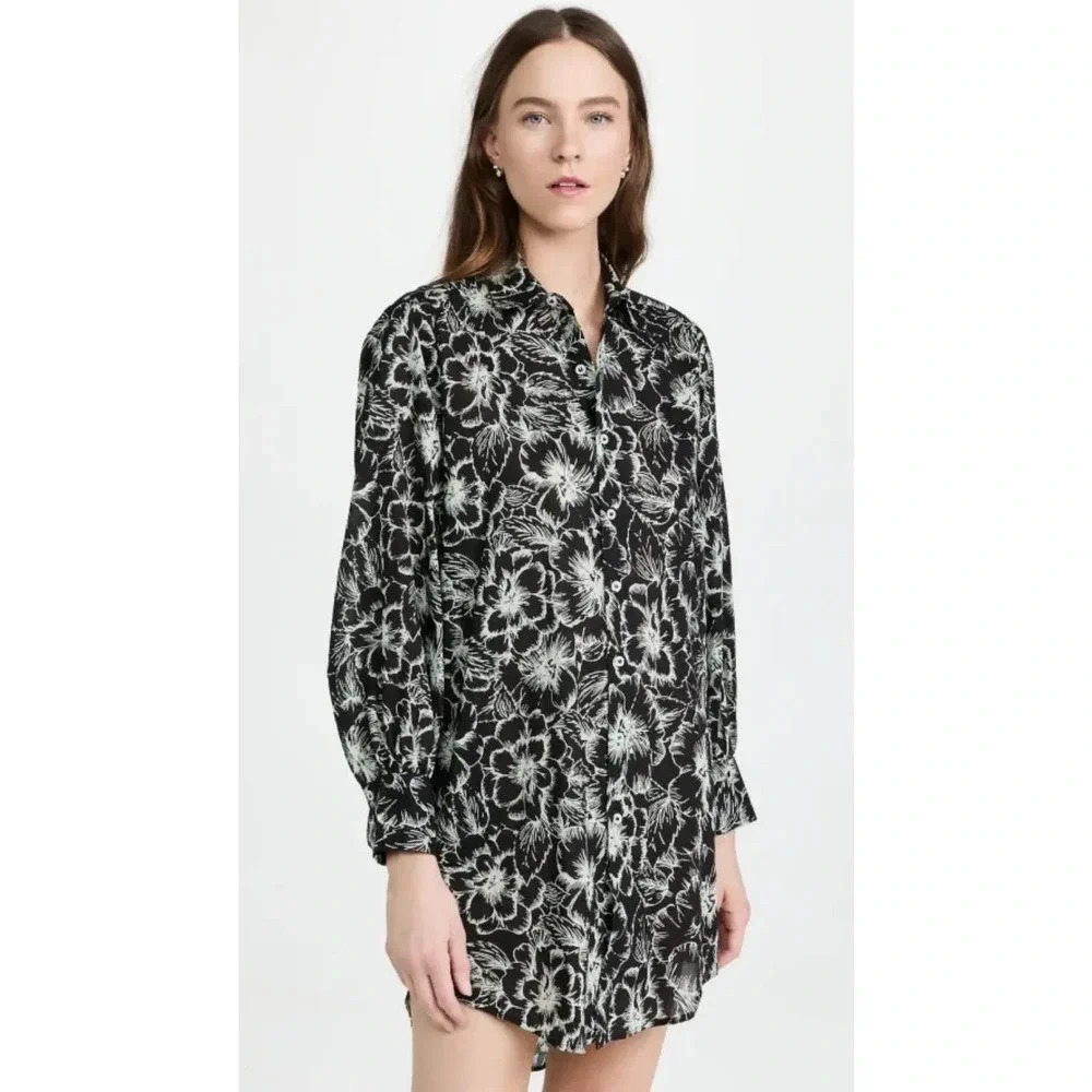 NWT Mille Holly Mini Dress - Floral Button Front Shirt Dress - Tropical